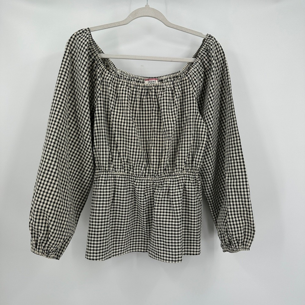 Andre by Unit Womens Cottagecore Gingham Check Top Size S Farmhouse Prairie